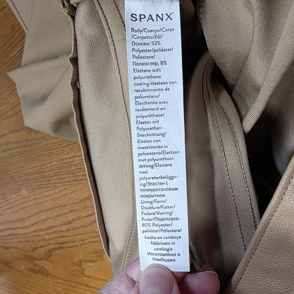 NWT Spanx Slim Straight Pant Petite Plus Size 2X In Toffee Faux Leather - Picture 9 of 11